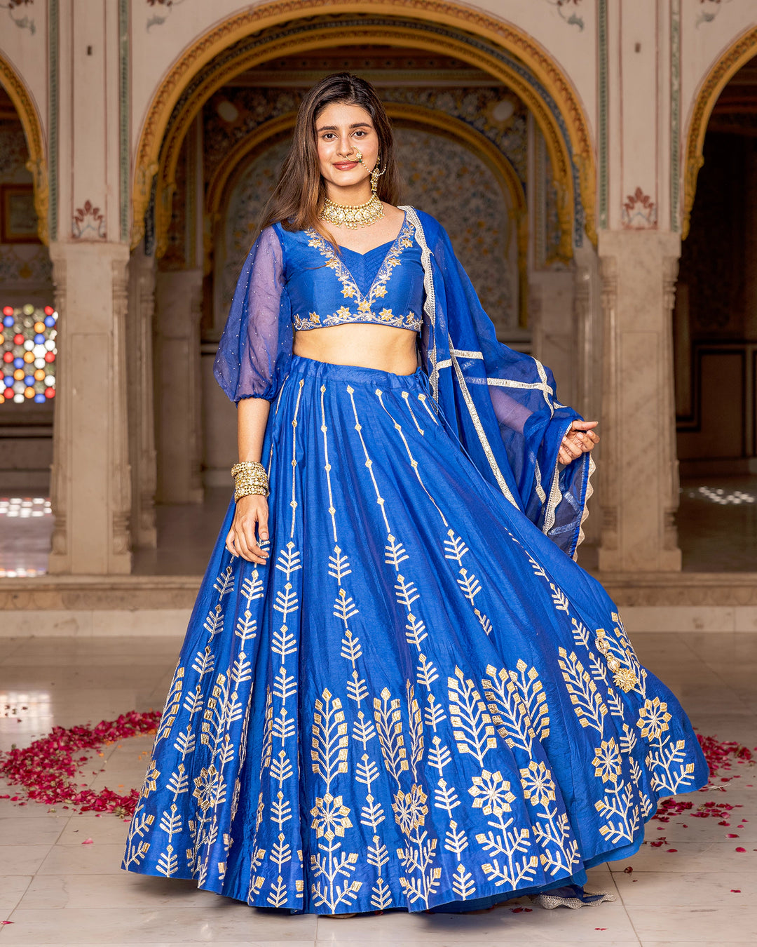 Blue Gota Lehenga Set