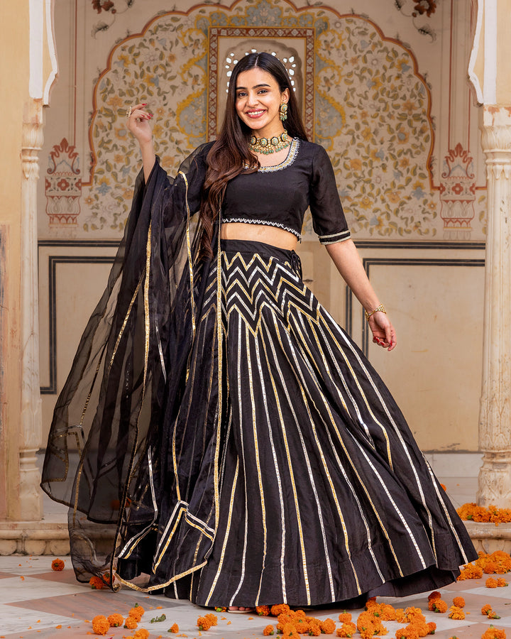 Ebony Gota Kalidaar Lehenga Set