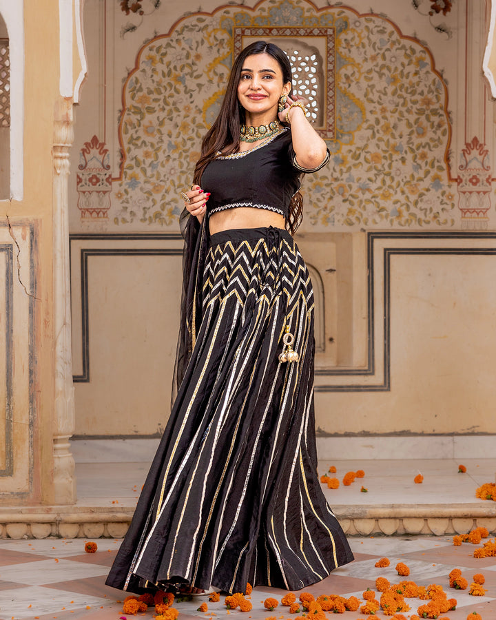 Ebony Gota Kalidaar Lehenga Set