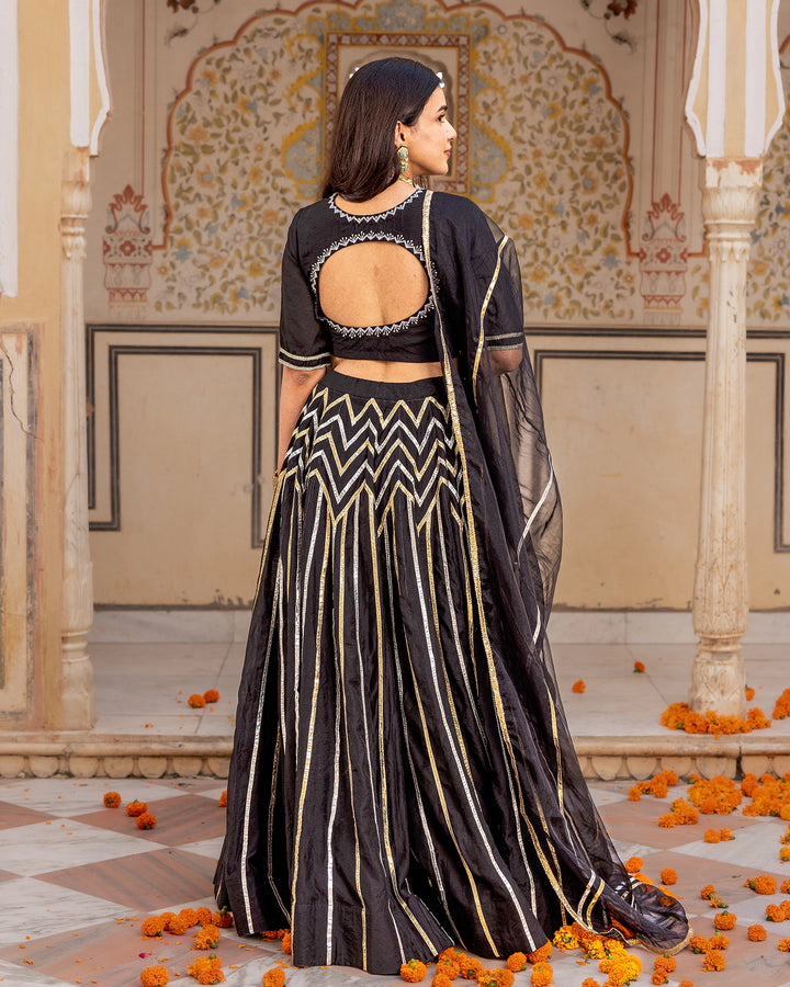 Ebony Gota Kalidaar Lehenga Set