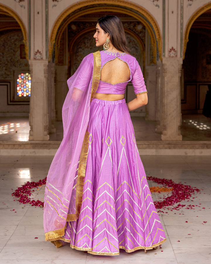 Lilac Gota Kalidaar Lehenga Set