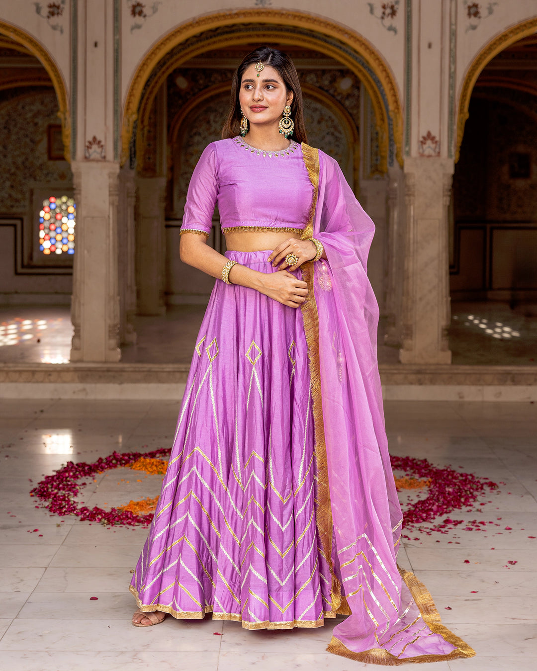 Lilac Gota Kalidaar Lehenga Set