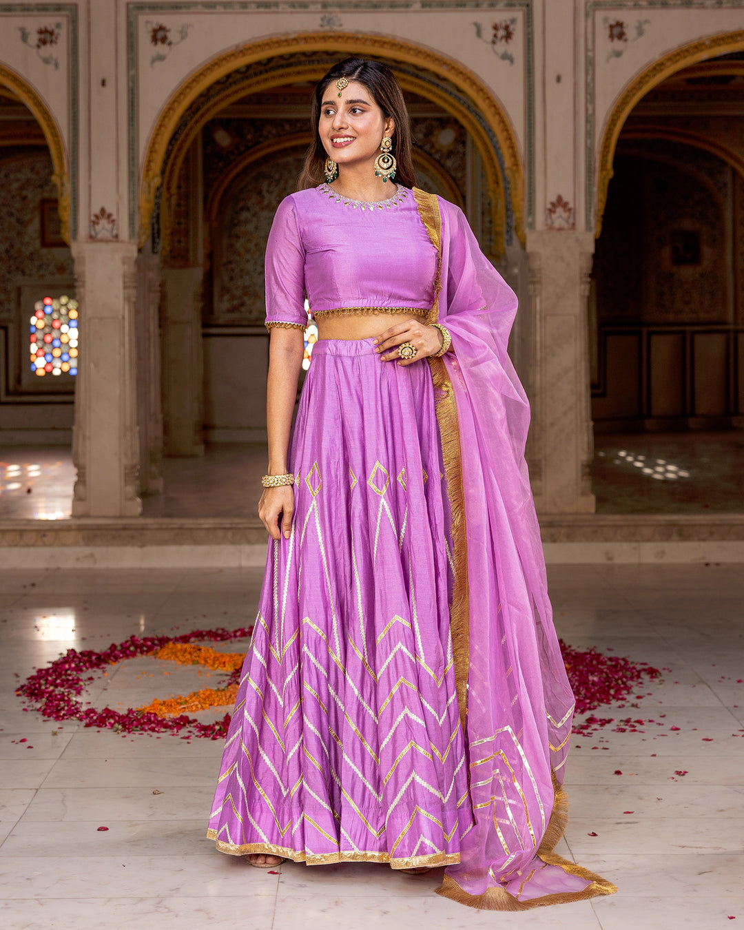 Lilac Gota Kalidaar Lehenga Set