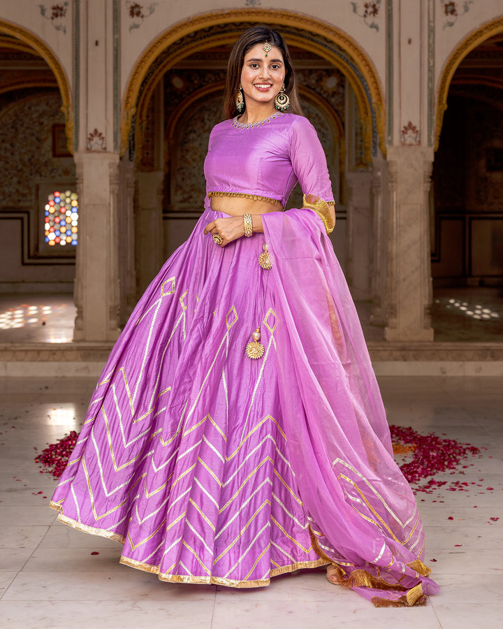 Lilac Gota Kalidaar Lehenga Set