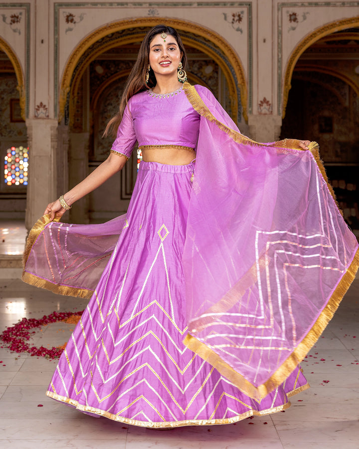 Lilac Gota Kalidaar Lehenga Set