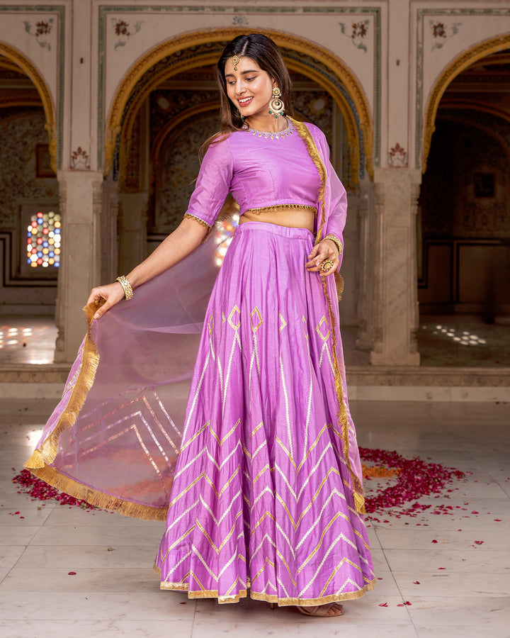 Lilac Gota Kalidaar Lehenga Set