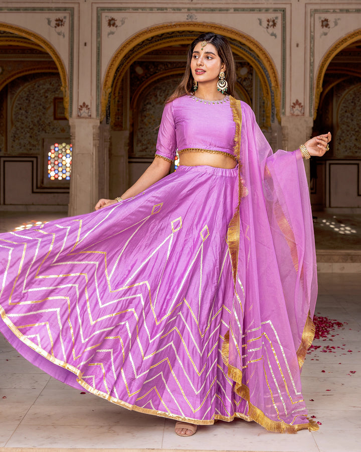 Lilac Gota Kalidaar Lehenga Set