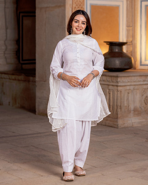 Buy Pristine White Suit Set Online In India