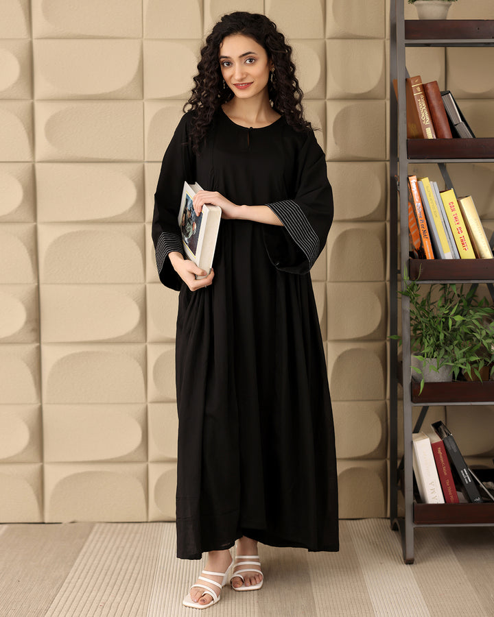 ROUND NECK BLACK KURTA SET