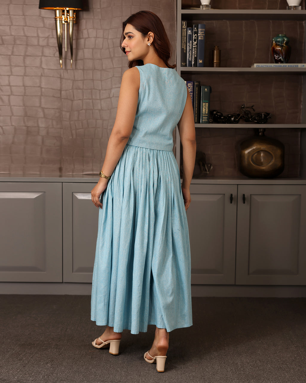 Sky Blue Cotton Vest Co-ord Set