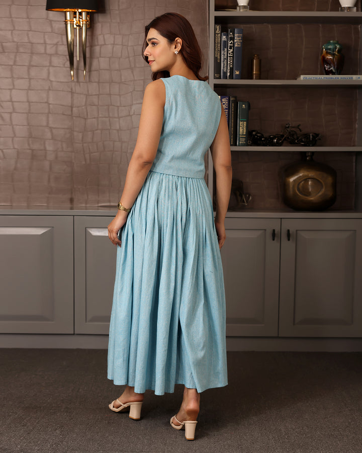 Sky Blue Cotton Vest Co-ord Set