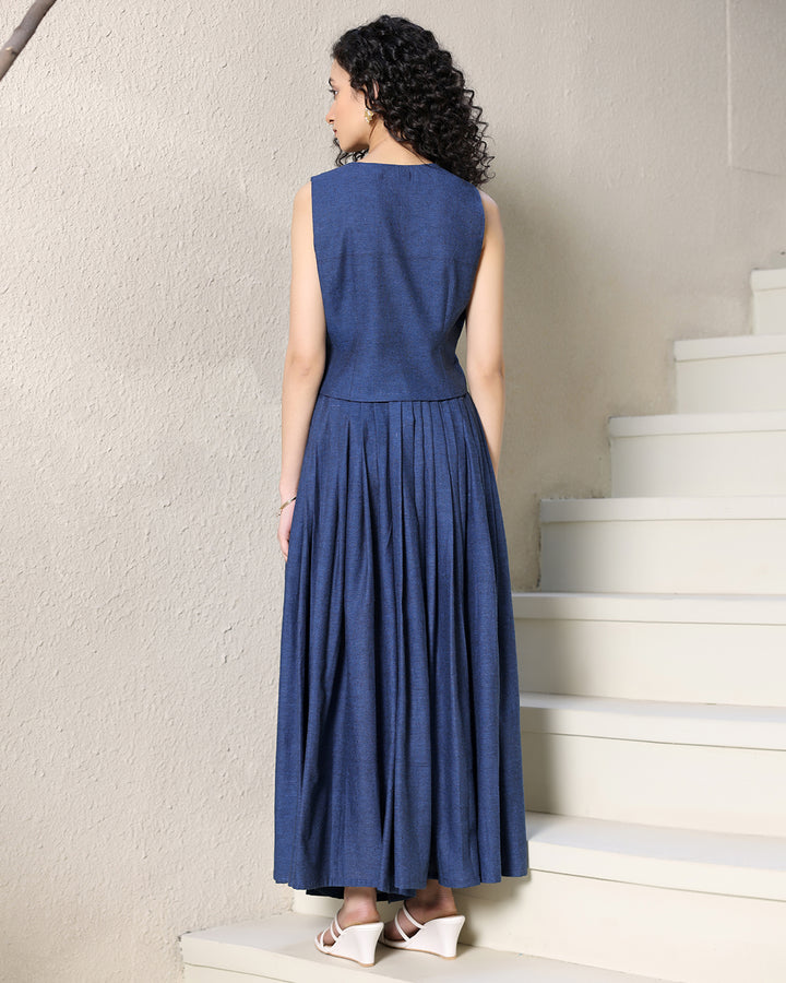 Navy Blue Cotton Vest Co-ord Set