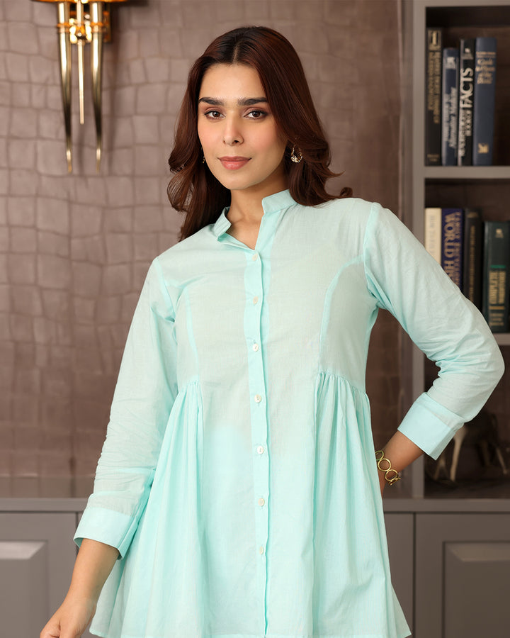 Sea Blue A-line Cotton Co-ord Set