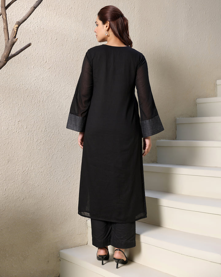 BASIC BLACK COTTON KURTA SET