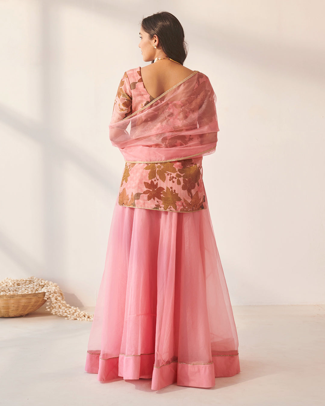 Sorbet Pink Floral Lehenga Set