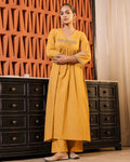 Mustard Mirror A-line Kurta Set