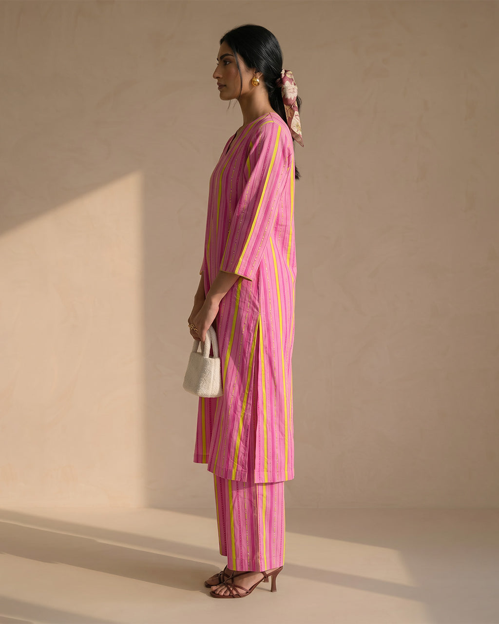 Pink Sun Stripe Kurta set