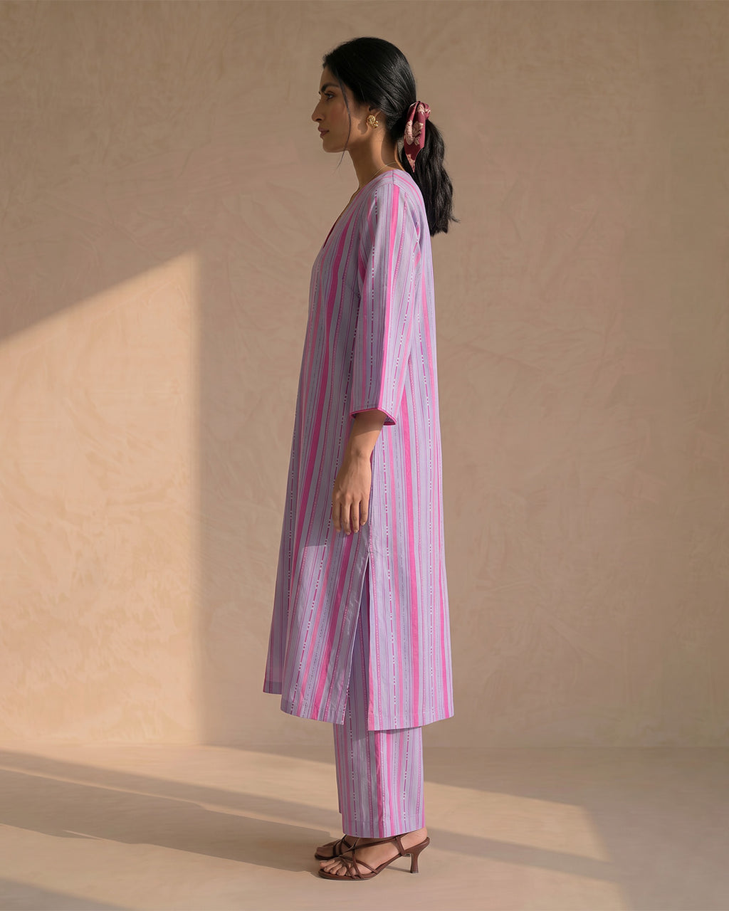 Purple Blush Stripe Kurta Set