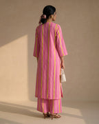 Pink Sun Stripe Kurta set