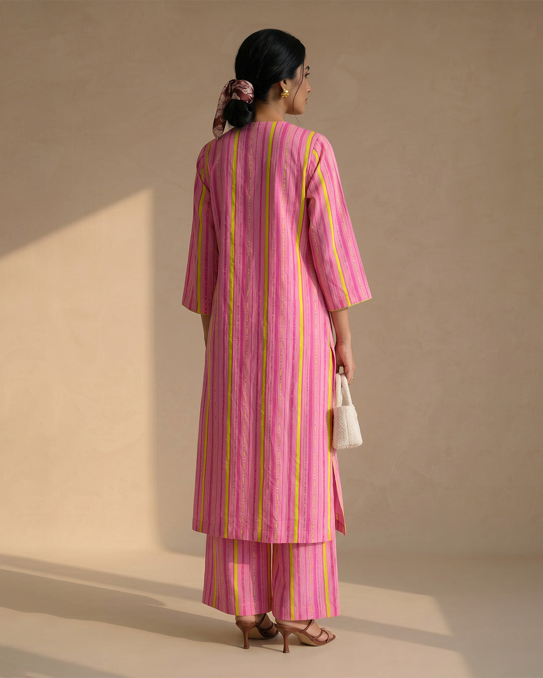 Pink Sun Stripe Kurta set