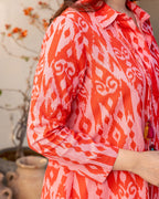 Coral Red Ikat co-ord set