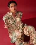 Ivory Green Print Platter Shirt Set