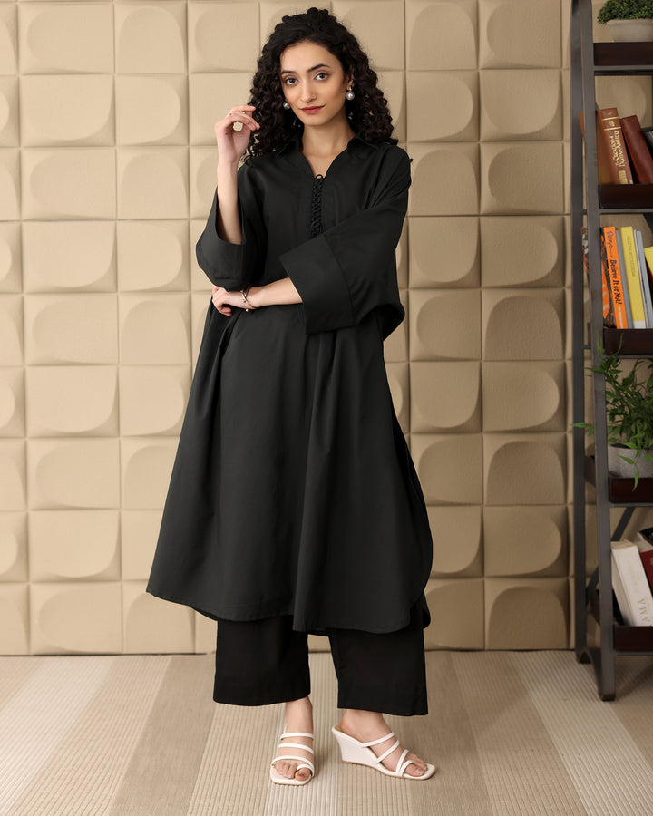 Classic Black A-line Kurta