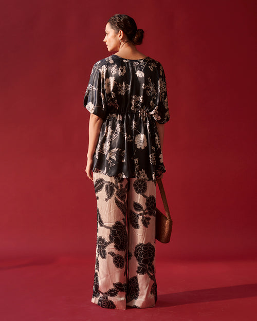 Black Abstract Floral co-ord set