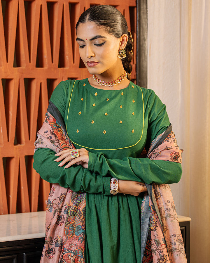 Emerald Green Kalamkari Suit Set 