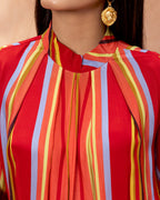 Red Striped Kurta Set