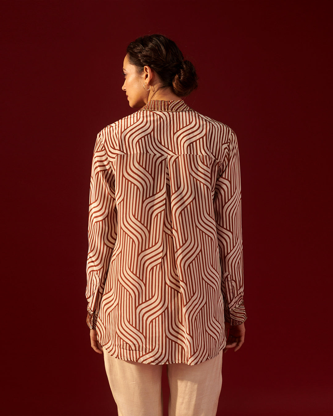 Brown Abstract Stripe Shirt