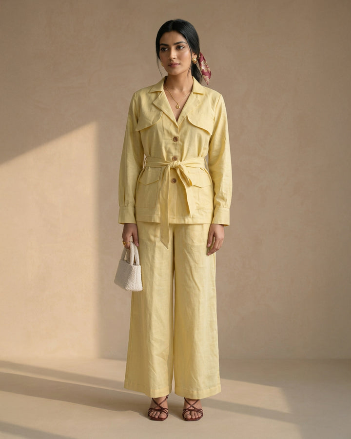 Yellow Suit Linen Co-ord Set