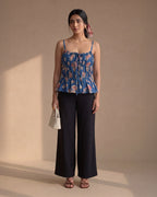 Blue Floral Gather Top