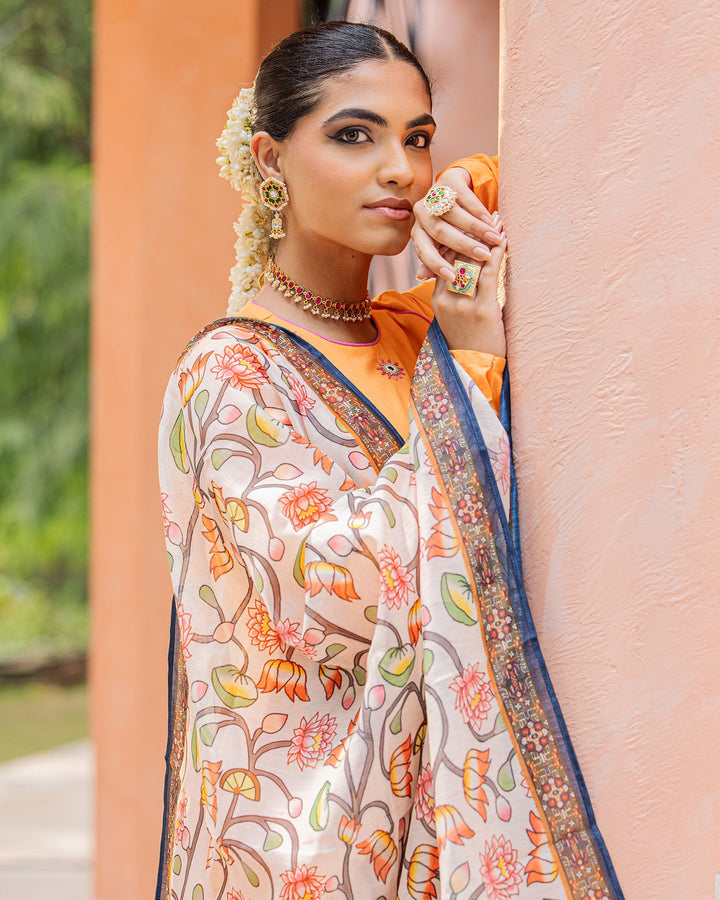 Orange & Green Kalamkari Suit Set