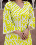 Fluorescent Green Ikat Suit Set