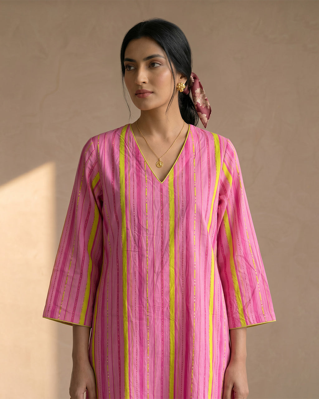 Pink Sun Stripe Kurta set