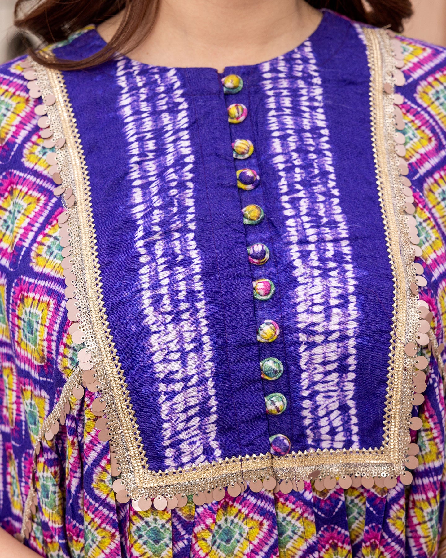 Purple Tie Dye Kurta Set