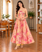 YELLOW ANARKALI FLOWER SET