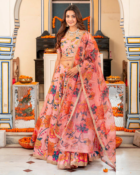 Buy Pastel Pink Ethnic Lehenga Choli For Weddings Online
