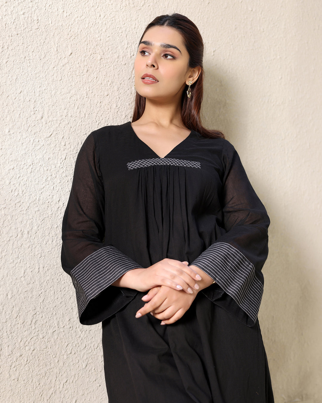 BASIC BLACK COTTON KURTA SET