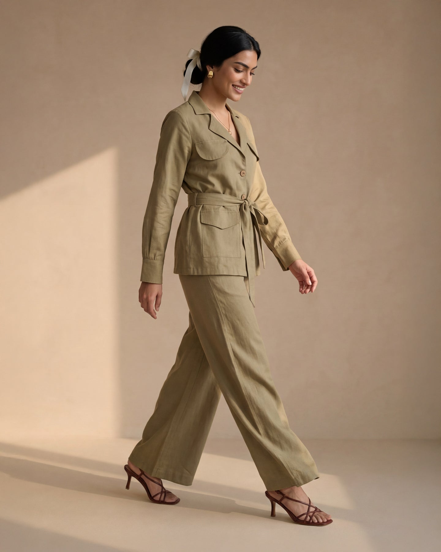 Green Suit Linen Co-ord Set