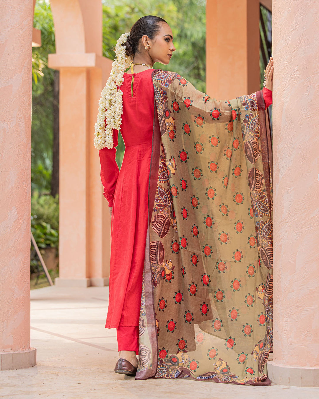 Red & Green Kalamkari Suit Set