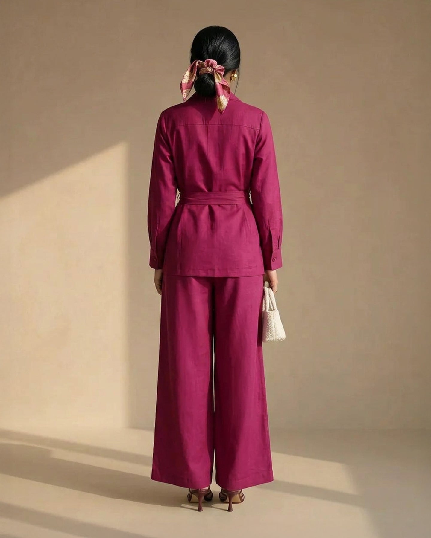 Maroon Suit Linen Co-ord Set