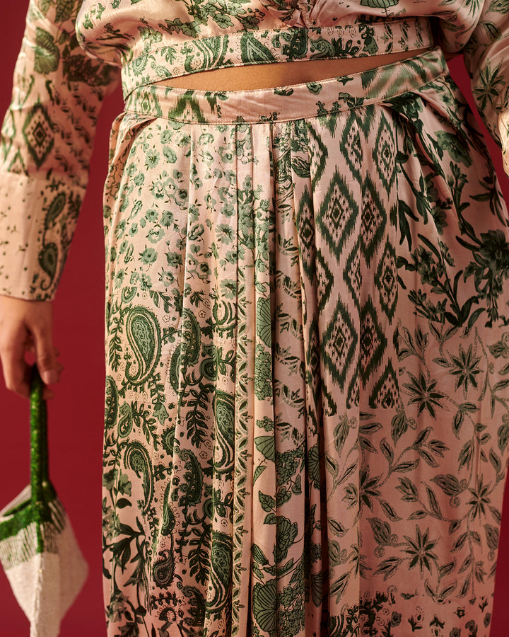 Cream Mythical Foliage Skirt Set