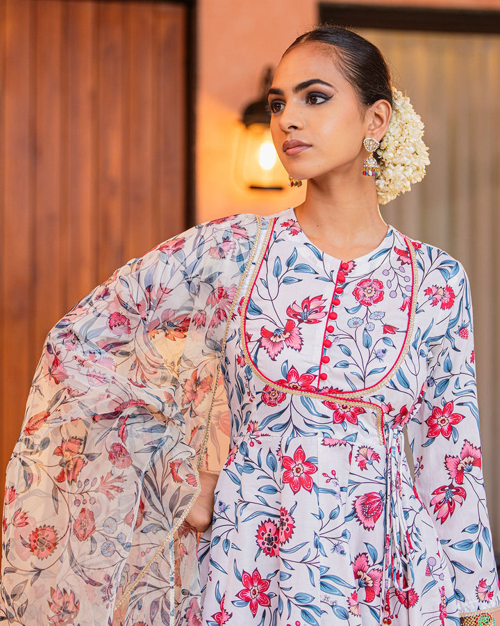 Ivory Printed Muslin Suit Set
