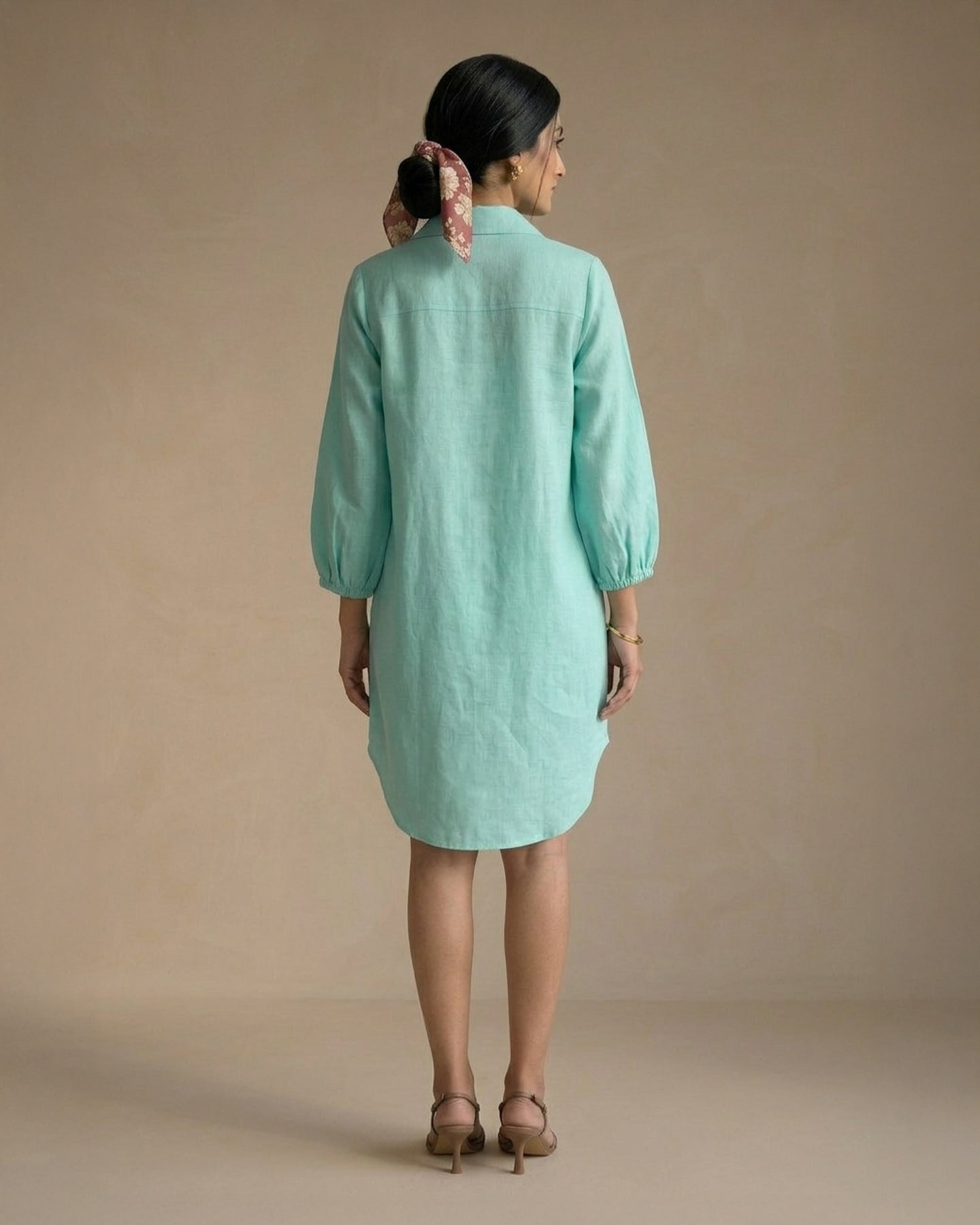 Skyline Blue  Linen Shirt Dress