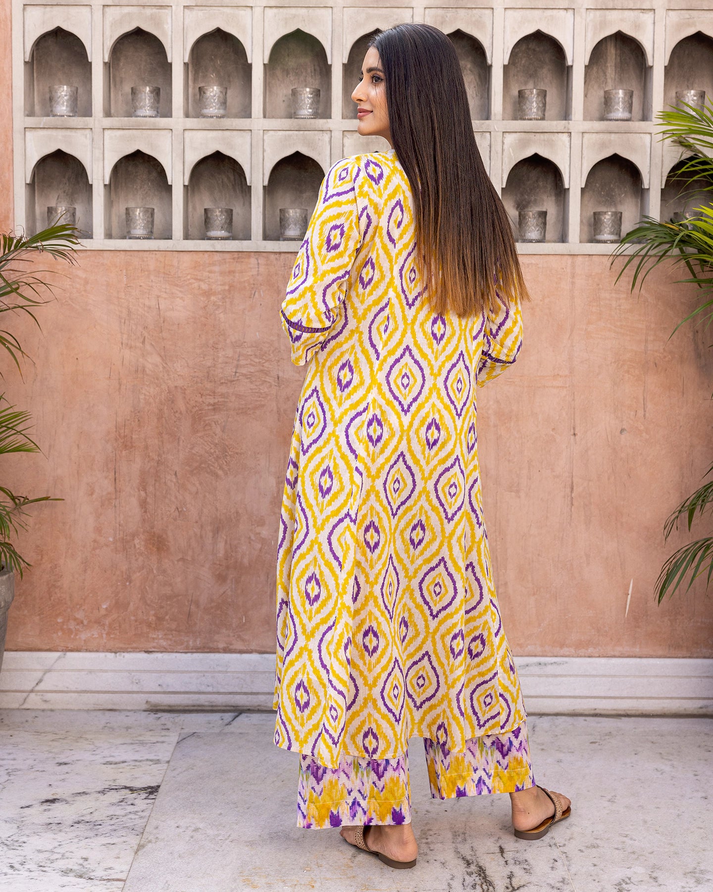 Sorbet Yellow Ikat Kurta Set