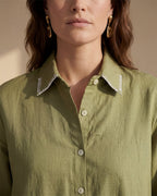 Green Linen Shirt Dress
