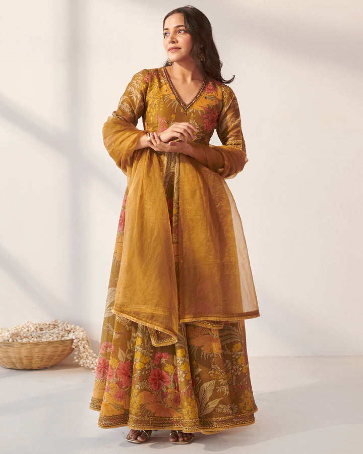 Mustard Foliage Suit Set