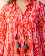 Coral Red Ikat co-ord set